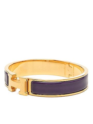 Hermès Hermes Click H PM Bracelet, Gold and Purple Plated Enamel, Women's. (view 2)