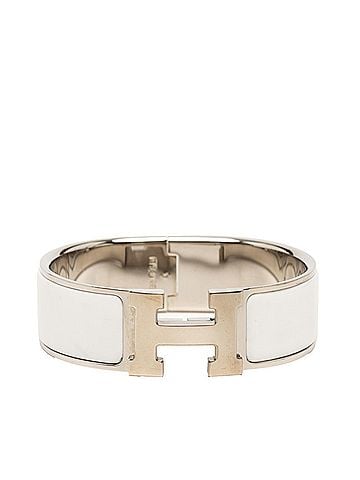 Hermès Hermes Clic Clac H PM Bracelet, Silver, White Metal Enamel, Women's HERMES (view 1)