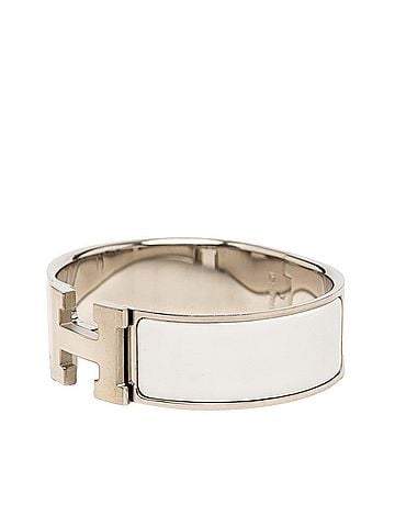 Hermès Hermes Clic Clac H PM Bracelet, Silver, White Metal Enamel, Women's HERMES (view 2)