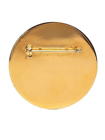 Chanel Chanel COCO Logo Round Brooch, Gold and Black Plated, Women's. (view 2)