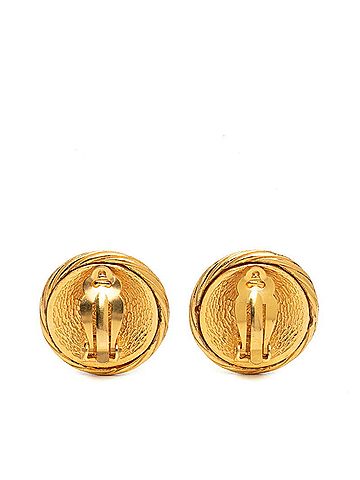 Chanel Chanel Coco Mark Vintage Round Earrings Gold Plated GP Women's CHANEL (view 2)