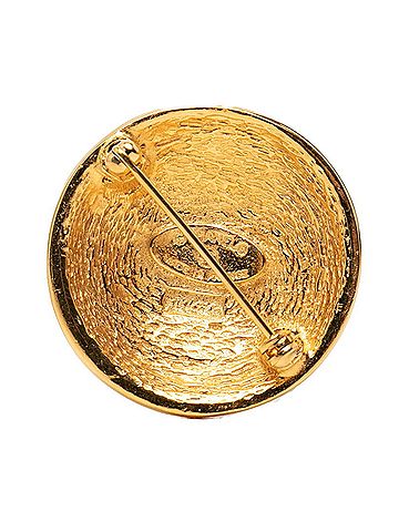 Chanel Chanel Coco Mark Matelassé Brooch, Gold Plated (GP), Women's. (view 2)