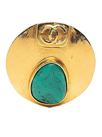 Chanel Chanel Coco Mark Vintage Brooch 98P Gold Stone Plated GP Women's CHANEL (view 1)
