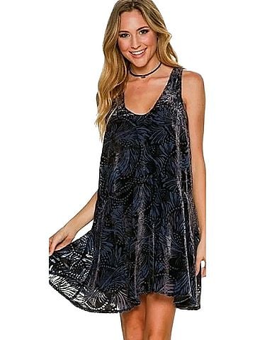 Free People Ellie Velvet Burnout Mini Dress Casual Dress (view 2)