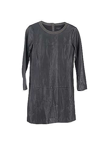 Theory Theory Jeselia Long-Sleeve Mini Dress in Black Leather (view 1)