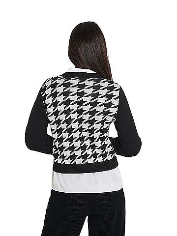 Monki Black &amp; White Houndstooth Button Cardigan Cardigan (view 2)