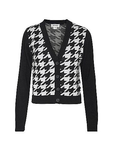 Monki Black &amp; White Houndstooth Button Cardigan Cardigan (view 1)