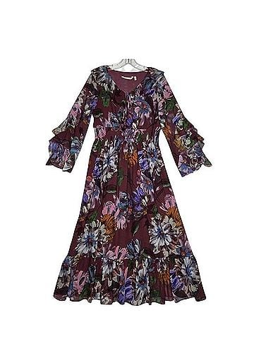 Soft Surroundings Floral Chiffon Ruffle Maxi Dress PS Boho Cottagecore Fairy Casual Dress (view 1)