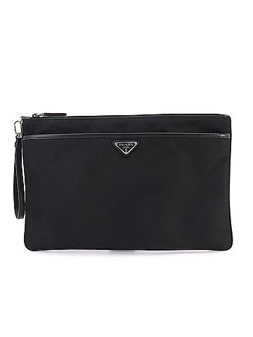 Prada Prada Clutch Handbag, Nylon &amp; Saffiano Leather, Black, 2VN012 (view 1)