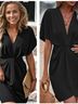 Elan Solid Black Silver Casual Dress Size M - photo 5