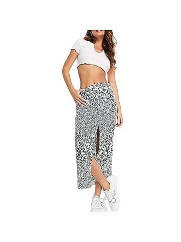 ASOS DESIGN midi skirt with thigh split Casual Skirt (view 1)
