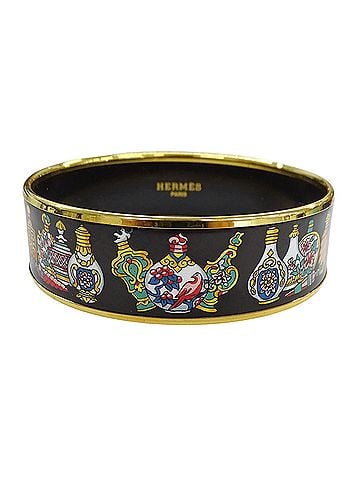 Hermès Hermes HERMES Bangle Email GM Women's Brand Metal Gold Black Multi Vase Cloisonné Accessory (view 2)