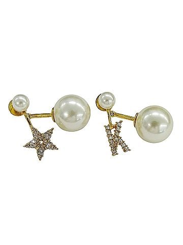 Christian Dior Christian Dior Dior earrings for women, brand MY ABCDior, tribal initial "K", GP gold and white, pair (for both ears). (view 1)