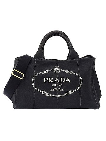 Prada Prada PRADA handbag for women, brand name, handbag, tote bag, shoulder 2-way, Canapa M canvas, black, 1BG642 black (view 1)