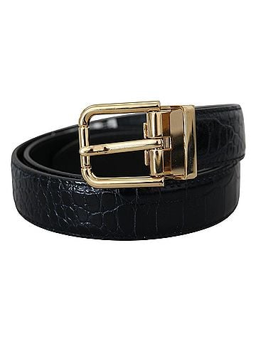 Dolce & Gabbana Blue Exotic Leather Gold Metal Buckle Women's Belt (view 1)