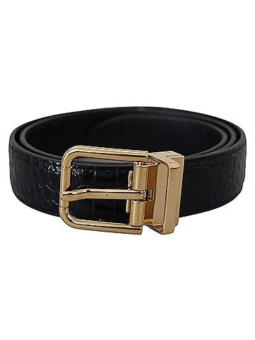 Dolce & Gabbana Blue Exotic Leather Gold Metal Buckle Women's Belt (view 2)
