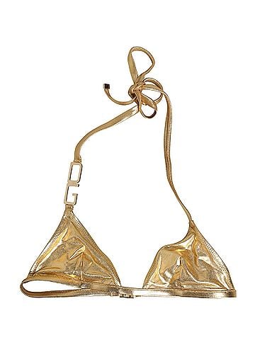 Dolce & Gabbana Gold-Tone Triangle Bikini Top DG Logo Women's Swimwear (view 1)