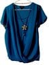 I.N. Studio Blue Short Sleeve Blouse Size XL (petite) - photo 1