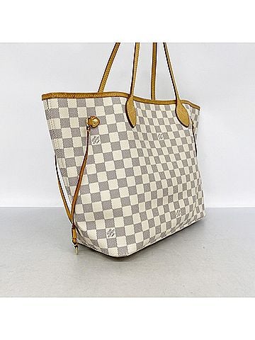 Louis Vuitton Louis Vuitton Damier Azur Neverfull MM Tote Bag N40603 White Rose Ballerine (Women's) (view 2)