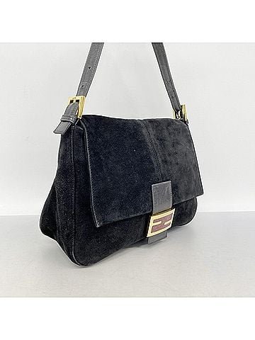 Fendi Fendi Mamma Bucket Suede Handbag, Black, Women's (view 2)