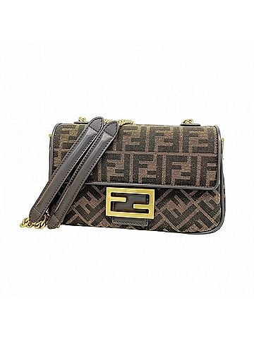 Fendi Fendi Zucca Midi Shoulder Bag, Nylon Canvas, Brown, Women's (view 1)