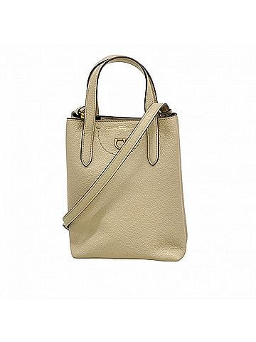 Salvatore Ferragamo Salvatore Ferragamo Gancini Leather Handbag, Beige, 2-way Bag for Women (view 1)