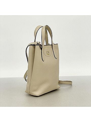 Salvatore Ferragamo Salvatore Ferragamo Gancini Leather Handbag, Beige, 2-way Bag for Women (view 2)