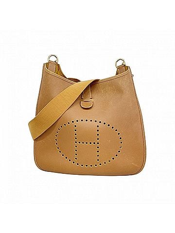 Hermès Hermes Evelyne 1GM Shoulder Bag, Courchevel Leather, Gold Champagne, with "Z" stamp, for women. (view 1)