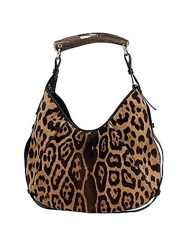 Yves Saint Laurent Yves Saint Laurent Mombasa Shoulder Bag, Leopard Print, Calf Hair, Brown, Women's (view 1)