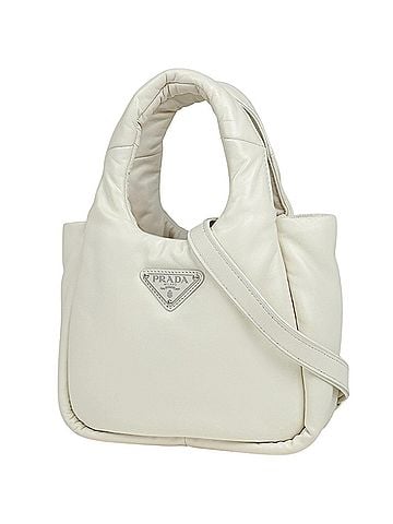 Prada Prada PRADA Logo Plate Handbag 2-Way Shoulder Bag Padded Leather White 1BA359 Women's (view 1)
