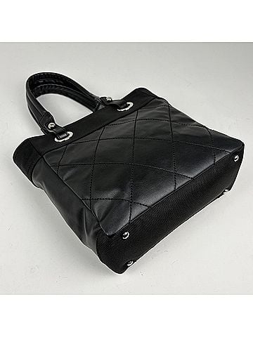 Chanel Chanel Paris Biarritz Tote PM Coco Mark Bag, Coated Canvas, Black, A34208, Women's (view 2)