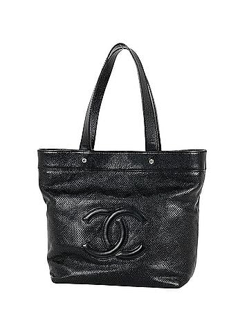 Chanel Chanel Coco Mark Tote Bag, Perforated Leather, Black, Women's (view 1)