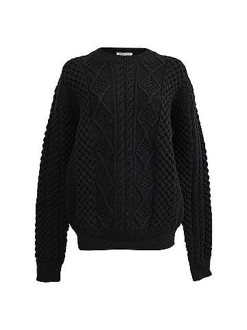 Saint Laurent Saint Laurent Cableknit Sweater in Black Wool (view 1)