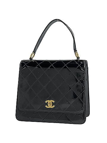 Chanel Chanel Coco Mark Handbag Matelassé Patent Leather Black Women's (view 1)