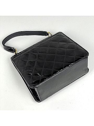 Chanel Chanel Coco Mark Handbag Matelassé Patent Leather Black Women's (view 2)