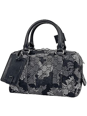 Gucci Gucci Mini Duffle Bag, 2-Way, Camouflage GG Pattern, Boston Handbag, Denim, Black, Gray, Women's (view 1)