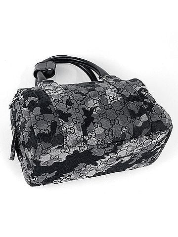 Gucci Gucci Mini Duffle Bag, 2-Way, Camouflage GG Pattern, Boston Handbag, Denim, Black, Gray, Women's (view 2)