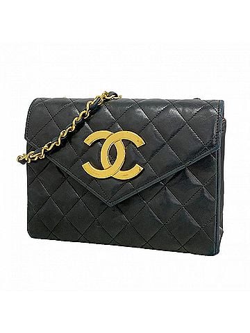 Chanel Chanel Mini Matelassé Chain Shoulder Bag, Large Coco Design, Lambskin, Black, Women's (view 1)