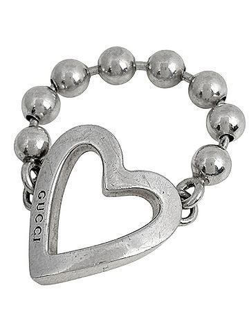 Gucci Gucci GUCCI Heart Ball Chain Ring, Sterling Silver 925, Women's Ring (view 1)