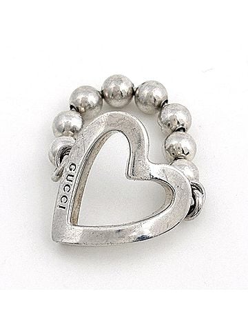 Gucci Gucci GUCCI Heart Ball Chain Ring, Sterling Silver 925, Women's Ring (view 2)