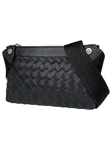 Bottega Veneta Bottega Veneta Intrecciato Shoulder Bag, Woven Leather, Black, Women's (view 1)