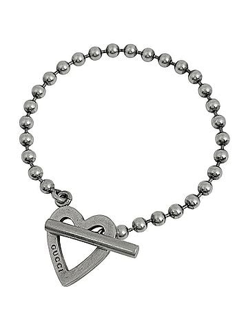 Gucci Gucci ball chain bracelet, heart design, sterling silver (925), women's. (view 1)