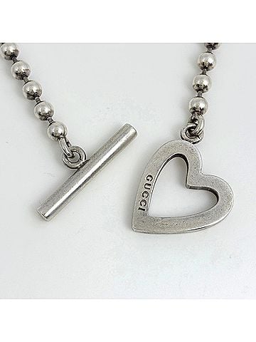 Gucci Gucci ball chain bracelet, heart design, sterling silver (925), women's. (view 2)