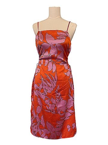 Christian Lacroix Silky Orange Pink Midi Cocktail Dress (view 1)
