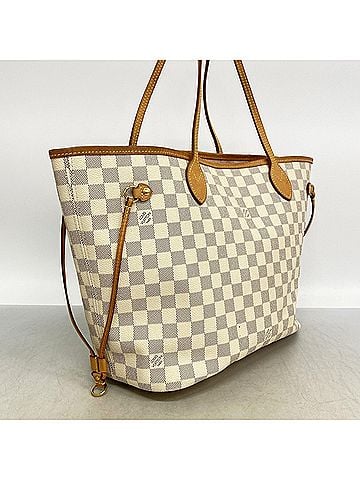 Louis Vuitton Louis Vuitton Damier Azur Neverfull MM Tote Bag N40603 White Rose Ballerine (Women's) (view 2)