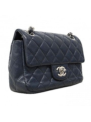 Chanel Chanel Mini Matelassé Shoulder Bag, Double Chain, Caviar Leather, Navy, Women's (view 2)