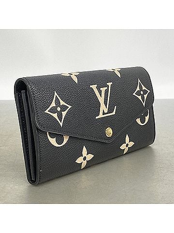 Louis Vuitton Louis Vuitton Monogram Empreinte Bicolor Portefeuille Sarah Long Wallet M80496 Black Beige Women's (view 2)