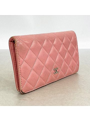 Chanel Chanel long wallet, Matelassé lambskin, pink, women's. (view 2)