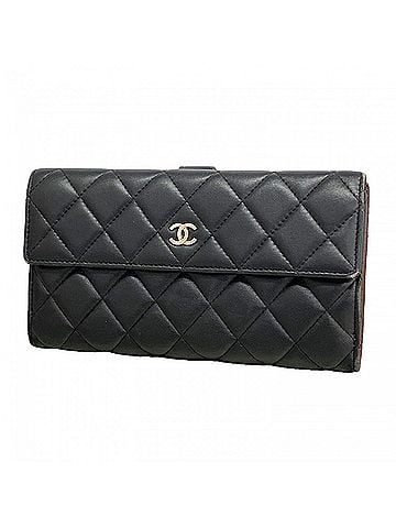 Chanel Chanel Matelassé Lambskin Long Wallet, Black, Women's (view 1)
