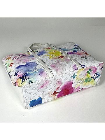Louis Vuitton Louis Vuitton Weekend Tote GM Handbag, Bag, Monogram Watercolor Multicolor White M45754, Women's (view 2)